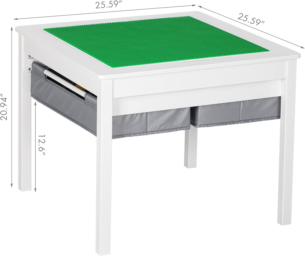 UTEX 2 in 1 Kids Construction Play Table with Drawers Built-in Baseplate | Wooden Kids Building & Activity Table with Storage, Water-based Paint Finish, Compatible with Lego and Duplo Bricks