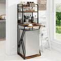 PUNCIA 4-Tier Mini Fridge Stand with Outlet, Coffee Bar Organizer, Retro | Coffee Station with Fridge Space, Tall Refrigerator Cabinet & Microwave Shelf Bakers Rack for Kitchen Dorm Pantry Apartment