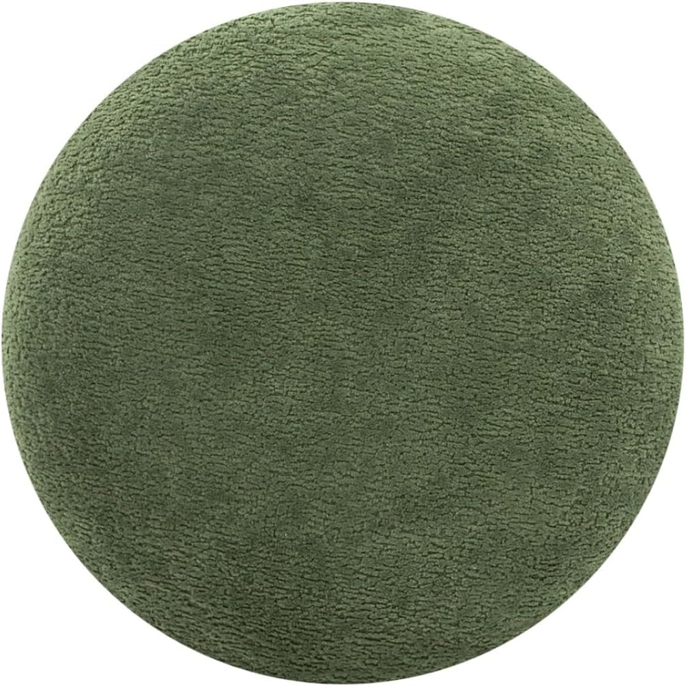 15" Mushroom Footstool Ottoman, Moss Green Fleeced Teddy