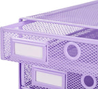 Annova Desk Organizer Wire Mesh 3 Tier Sliding Drawers Paper Sorter/Multifunctional/Premium Solid Construction for Letters, Documents, Mail, Files, Paper, Kids' Art Supplies (Light Pink)