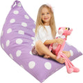 Aubliss Stuffed Animal Storage Bean Bag Chairs Cover, 50"x 35" Extra Large | Bean Bags Chair for Kids & Adults, Beanbag Toy Storage for Boys Girls - Premium Cotton Canvas Purple Dot