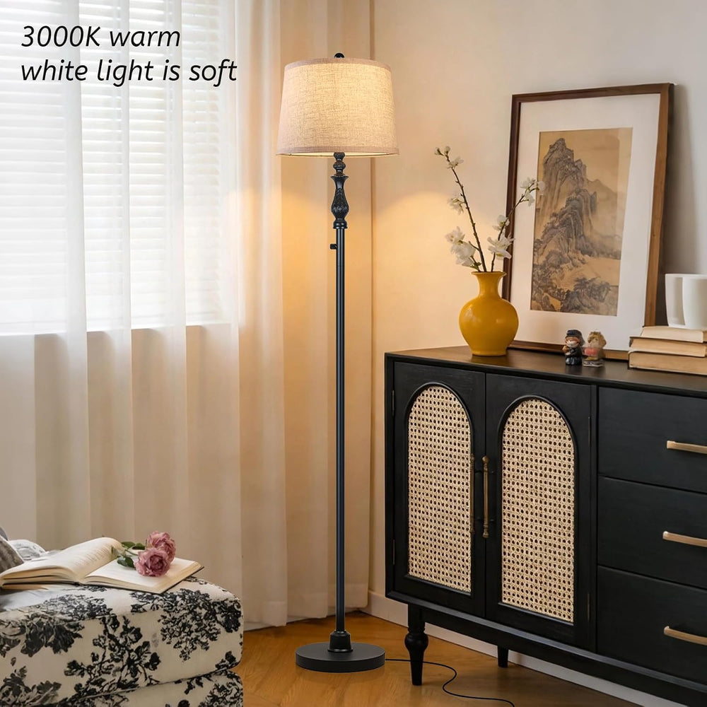 Vintage Black Floor Lamps for Living Room, 66" Tall Standing Lamp with R...