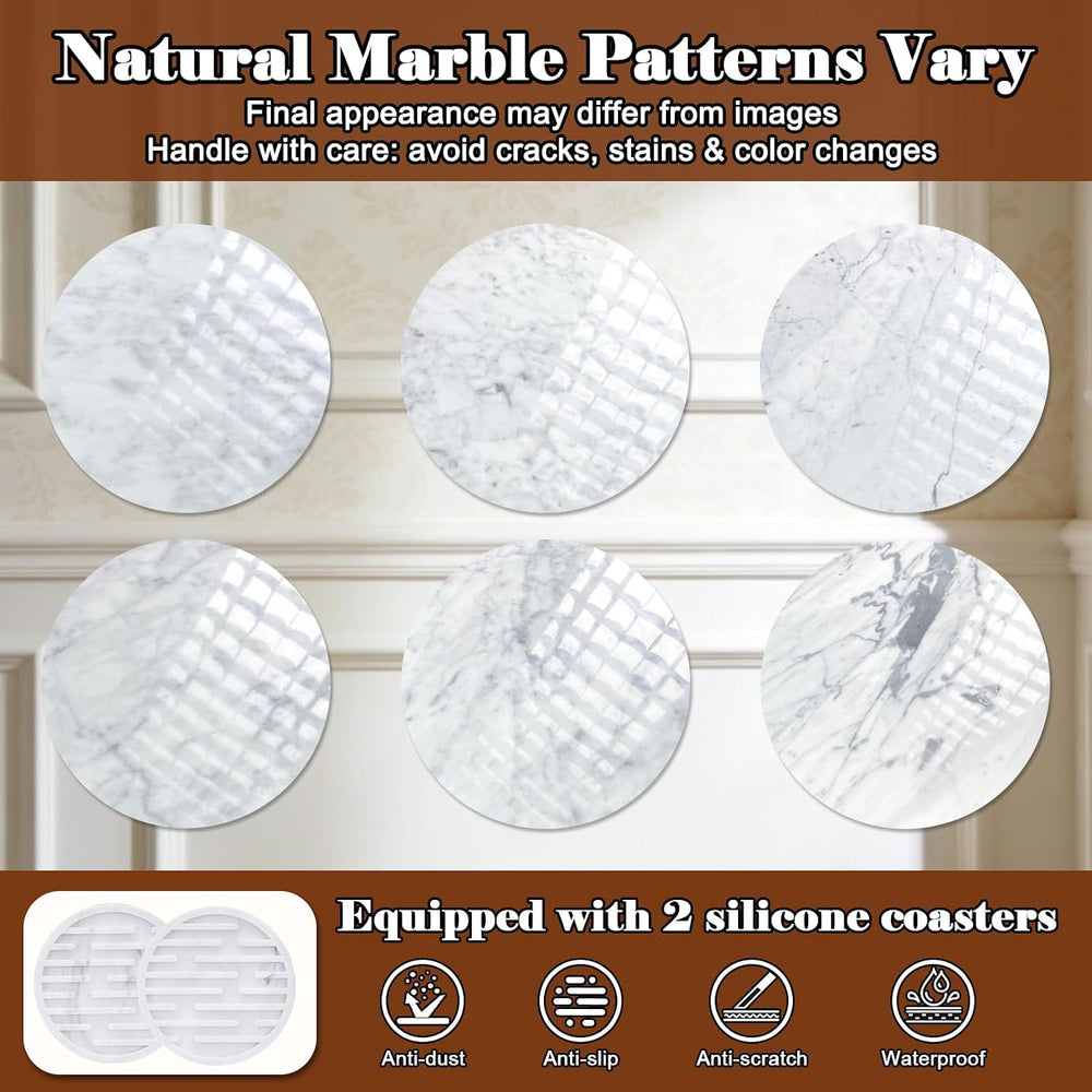 MILPROX Adjustable Height Natural Marble Drink Table,11 x 11 x 22-30 Inch | A...