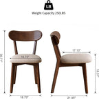 100% Solid Wood Dining Chairs,Mid Century Modern Dining Chairs with Upholstered Cushion,Kitchen,Dining Room Chairs Set of 4 (4, Walnut Color Grey Upholstery)