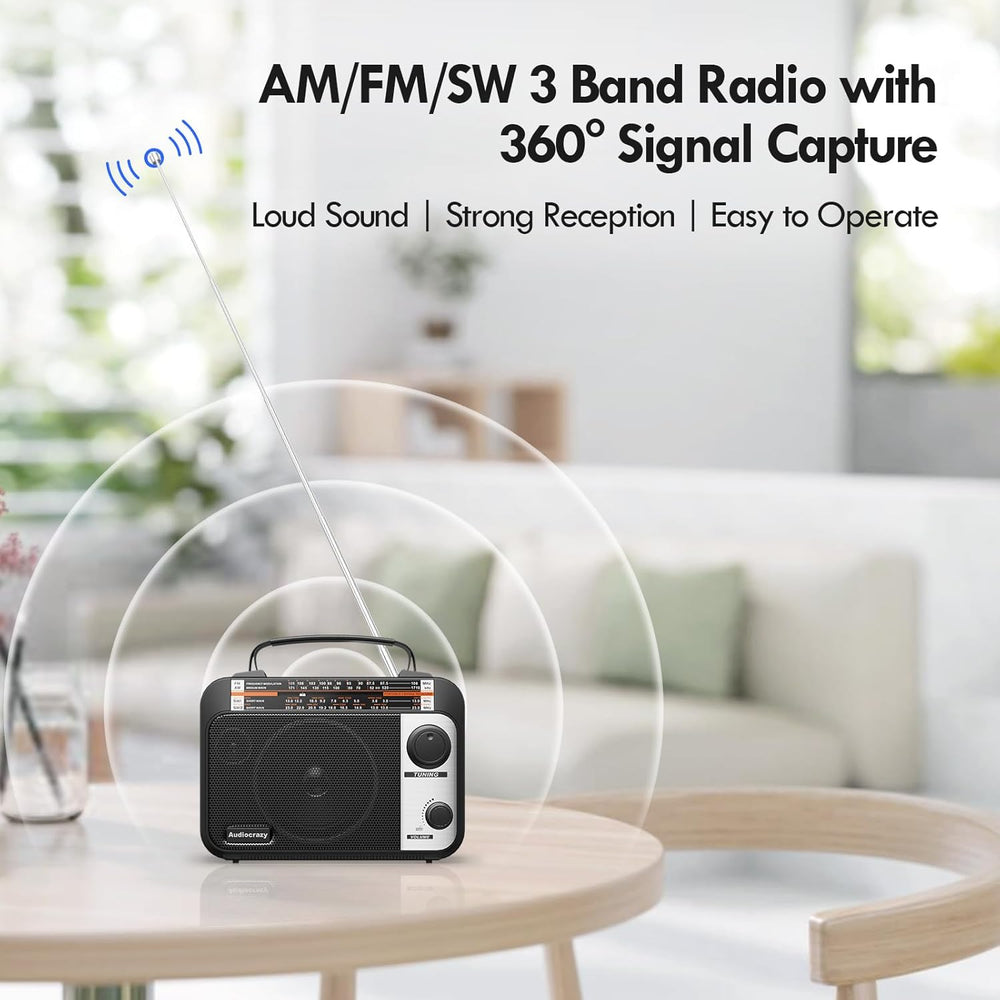 Multi-Band AM/FM/SW1-2 Radio Transistor Radio AC or Battery Operated with Bes...