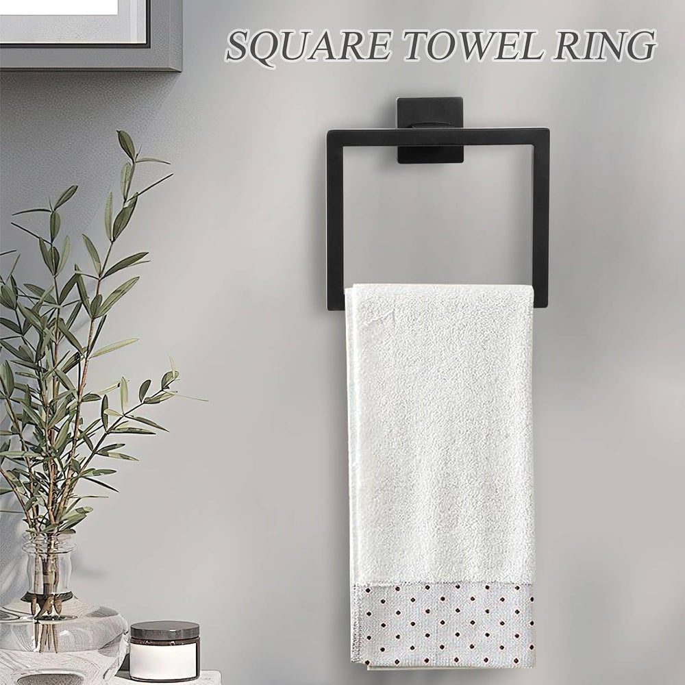 10 Pieces Black Towel Bar Set Bathroom Hardware Accessories Set Upgraded Toil...