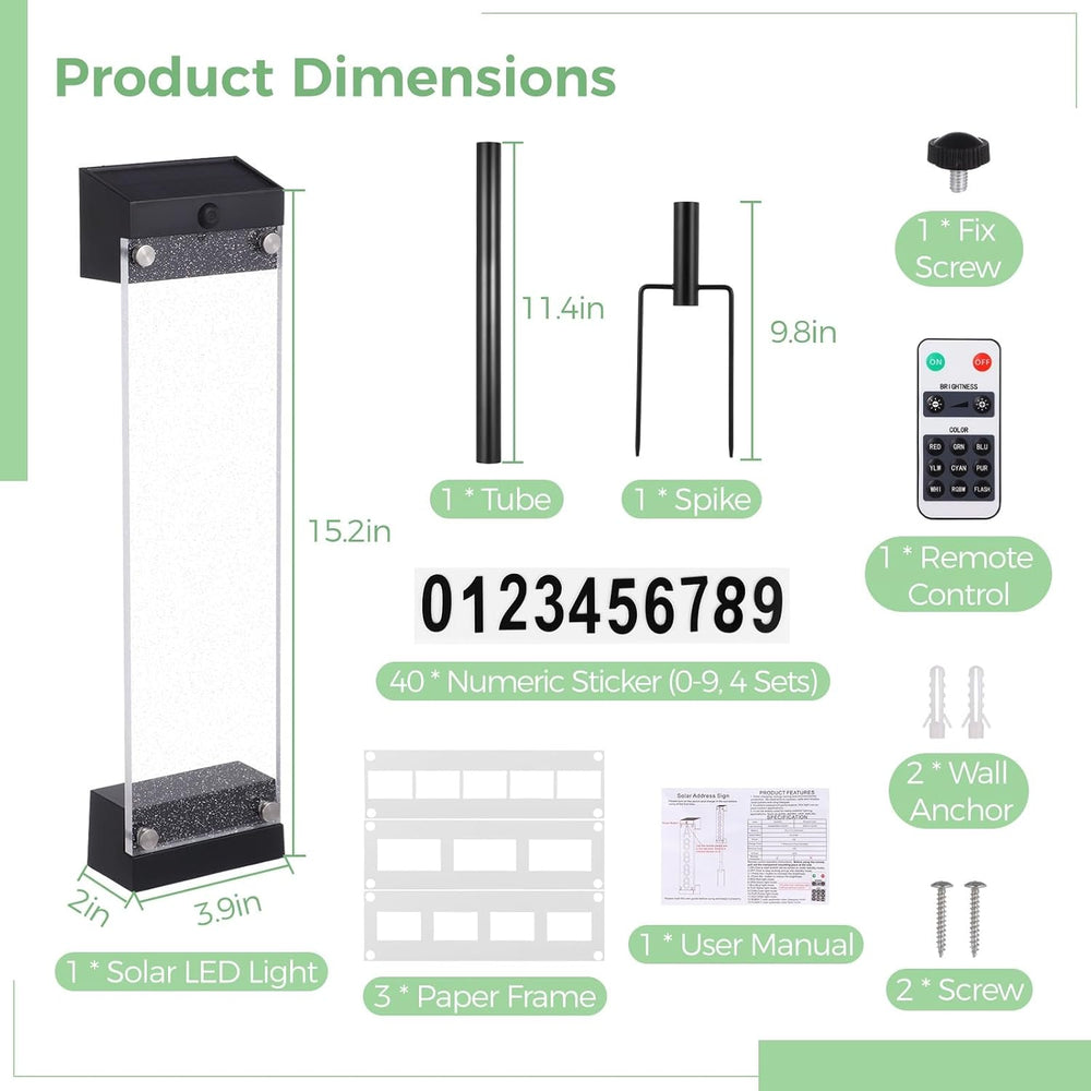 Waterproof Solar Powered Address Light, Acrylic Solar House Number LED Light,...