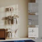 Acrylic 6-Cube Bookshelf, 11.8" D x 23.6" W x 50.8" H, 5-Tier Clear Geometric Bookcase, Modern Open Display Book Shelf for Living Room, Bedroom, Office, Easy Assembly