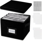 Greeting Card Organizer Box with 16 Dividers,Collapsible Greeting Card Storage Box with Handles Hold 150+ Cards,Greeting Card Holder for Greeting Cards,Sticker, Recipes, Photos, Envelopes