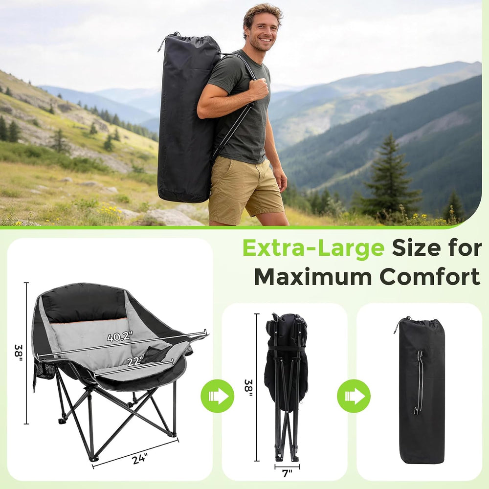 Suteck Oversized Camping Chairs for Adults - Heavy Duty Padded Camping Chair ...