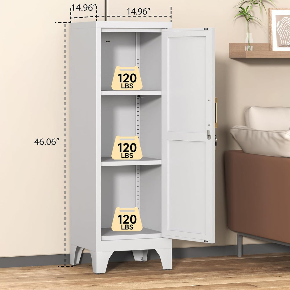 Coolsun 46" H Metal Pantry Cabinet, Metal Storage Locker with Door and 2...