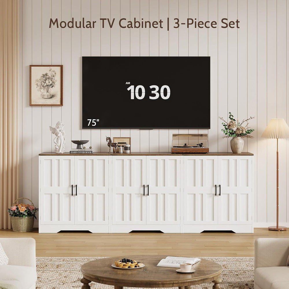 Sideboard Buffet Cabinet, Modern Farmhouse Kitchen Storage Cabinet, Small Mod...