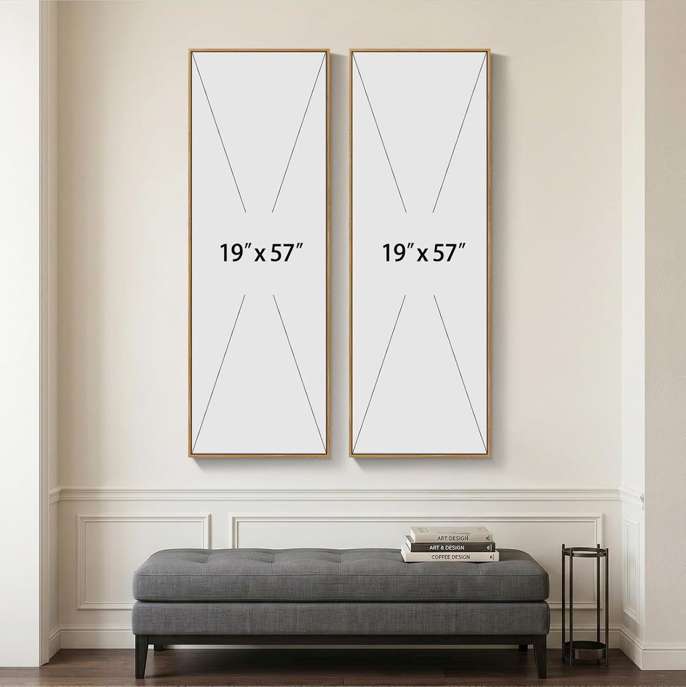 Large Framed Vintage Long Narrow Floral Wall Art for Living Room, 60x20 In