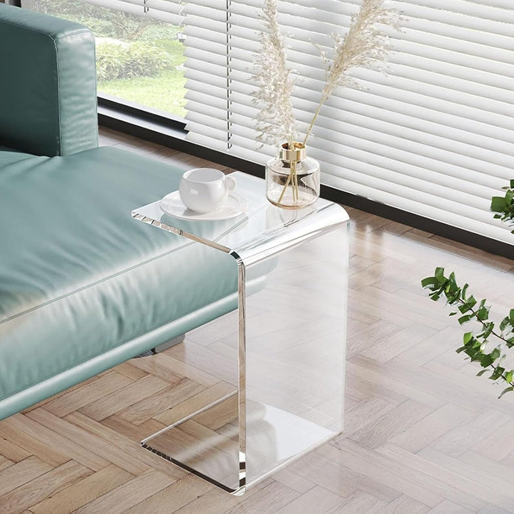 Acrylic C-Shaped End Table, Clear Side Tables for Living Room, Coffee/Drink/F...