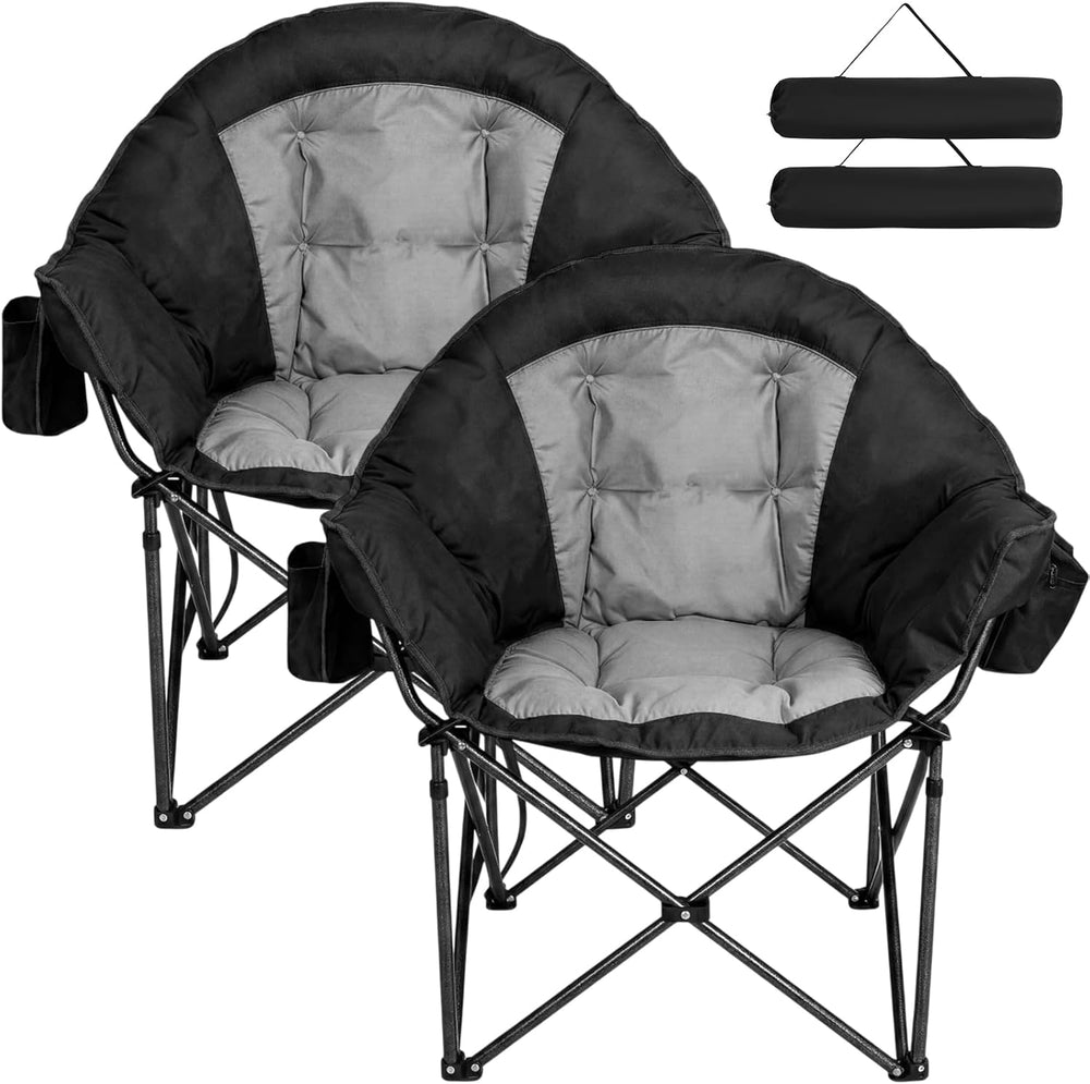 Romswi 2Pcs Oversized XL Padded Camping Chair for Adults, 500lbs Support Heav...