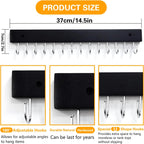 Hanging Jewelry Organizer, belt hanger with 14 Rotating 180° Coat Rack, 14.5in Key Holder for Keys, Necklaces, Ties, Bag
