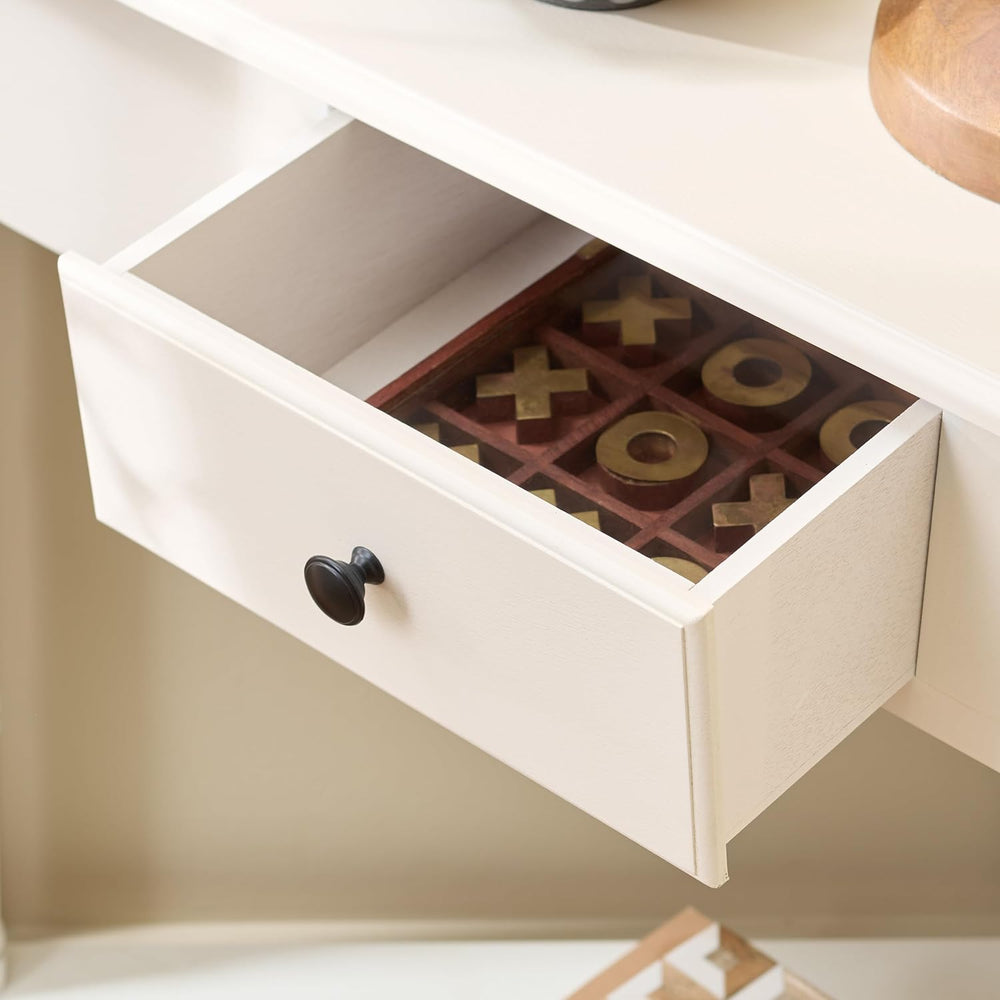 SAFAVIEH Furniture - Gomez 1-Drawer Corner Table - Ivory - Solid Wood - Class...