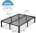 20 Inch Queen Bed Frame, 3500Lbs Heavy Duty Metal Platform with Round Corner Legs Mattress Slide Stopper, Steel Slat Support No Box Spring Needed, Noise Free, Non-Slip, Easy Assembly