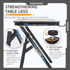 BestOffice Gaming Desk Computer Desk 47"x 23" Home Office Desk Extra Large Modern Ergonomic Black PC Carbon Fiber Table Gamer Workstation with Cup Holder Headphone Hook,Blue