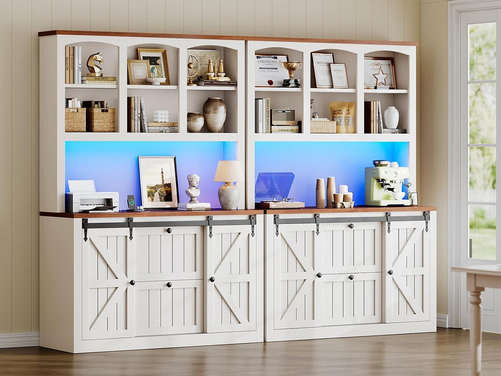 SEDETA 2 Drawer File Cabinet with Power Strip, 41” Farmhouse Filing Cabinet f...