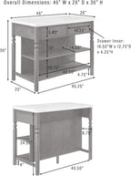 Crosley Furniture Roselyn Traditional Kitchen Island Breakfast Bar Table, Counter-Height Dining, Brown/White Marble