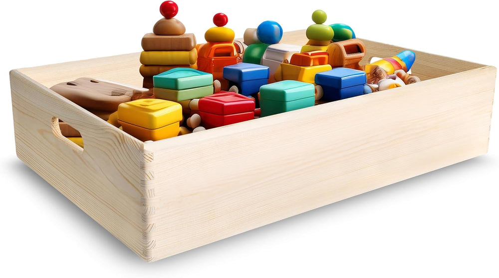 Creative Deco Large Wooden Crate Nesting Crate Handles | 23.62x15.74x5.51in |...