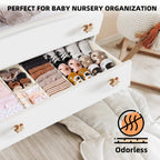 Criusia Drawer Organizer Clothes 6 Pack - Sock Underwear Drawer Organizer Divider - Dresser Organizer Bins for Closet Bedroom - Baby Clothes Organizers and Storage for Nursery Organization -Beige