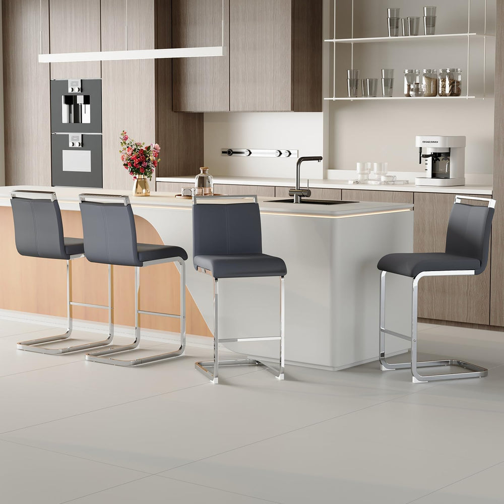 Counter Height Bar Stools Set of 4 - Grey Bar Stools for Kitchen Island,25...