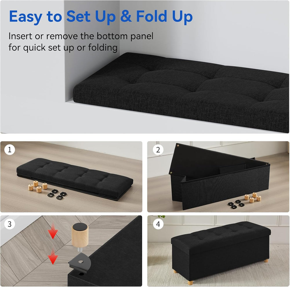 BRIAN & DANY 43 Inches Folding Storage Ottoman Bench, Ottoman with Storag...