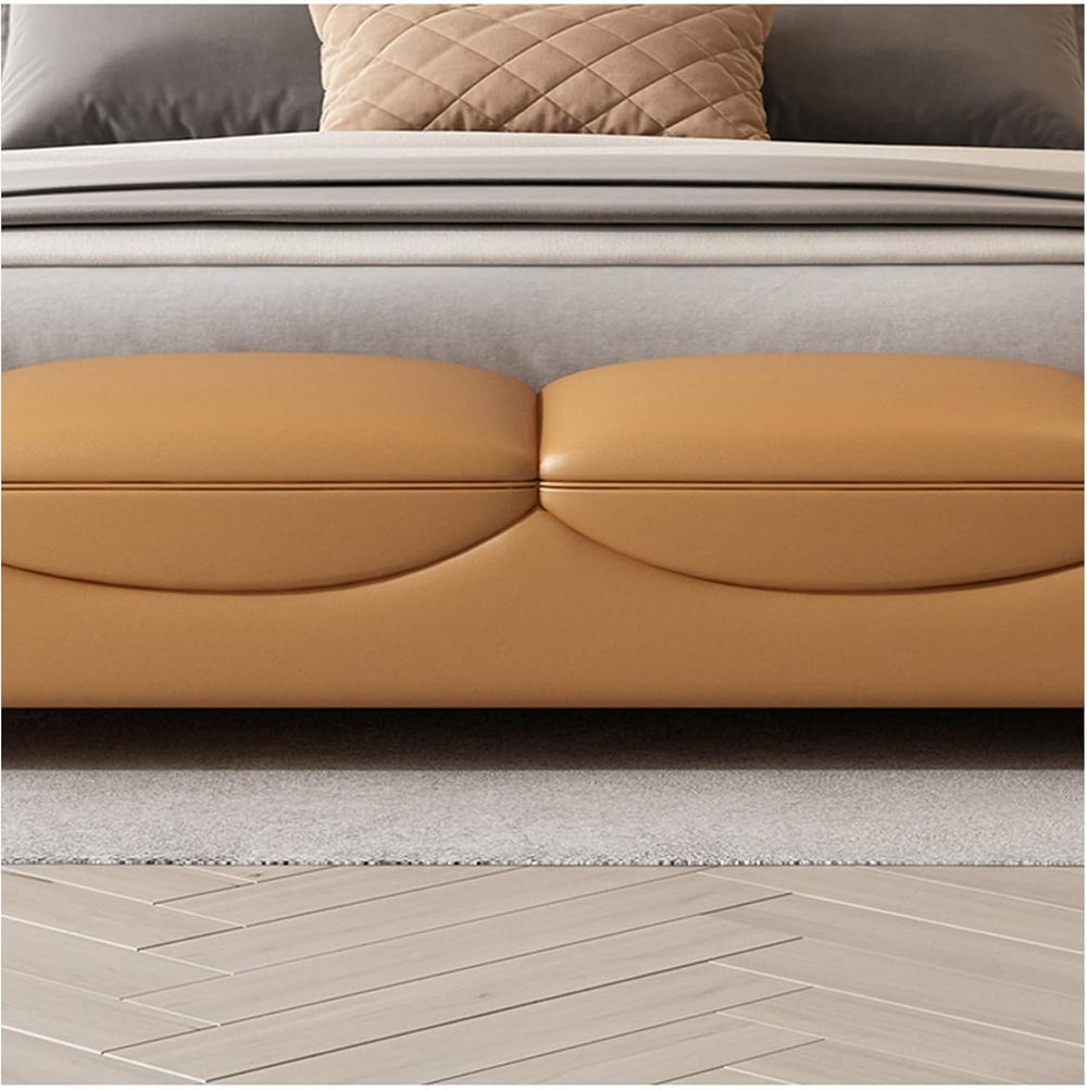 Modern End of Bed Bench, Indoor Entryway with Metal Legs, Cushioned Ottoman f...