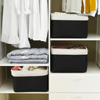 TheWarmHome Storage Basket for Gifts Empty - Large Cubes 3 Pack 15.8x11.8x11.8 inch Storage Bins for Organizing Book Cloth Bathroom Toy (White & Black)