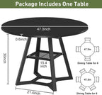 knoworld Round Dining Table for 4-6 with Storage Shelf, Kitchen & Dining Room Circle Pedestal Table, Heavy Duty Metal Frame & Wood Top