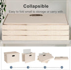 Large 17" 36 Quart Collapsible Stackable Storage Bins with Lids, 3 Packs Light Orange Linen Fabric Closet Boxes with Lids, Storage Cube Baskets Container Organizers for Office (17x12x11)