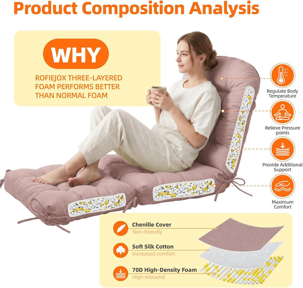 Rocking Chair Cushion Set, Ottoman Cushion Included, Pink