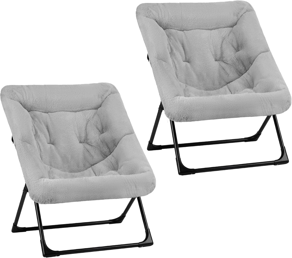 Comfy Saucer Chair for Adults, Set of 2, Soft Faux Fur Bedroom Chair, Accent ...