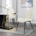 Dining Chairs Set of 4 Modern Velvet Dining Room Chairs Upholstered Dining Chairs with Thick Cushions Metal Legs Armless Back Chair for Kitchen and Living Room Cream