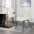 Dining Chairs Set of 2 Modern Velvet Dining Room Chairs Upholstered Dining Chairs with Thick Cushions Metal Legs Armless Back Chair for Kitchen and Living Room Cream