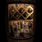 Fassbar L.E.D. with Wine Holder Wine Rack - Wooden Barrel Home Bar 80 cm Rustic Decorative Bar Cabinet Wine Stand - Barrel Beer Wine Bottle Stand - Bar Whisky Gift (Dark Brown)