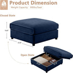 Movable Storage Ottoman for Modular Sectional Sofa, Modern Oversized Upholstered Couch for Living Room Bedroom Office Apartment, White