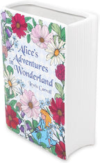 Steel Mill & Co. Ceramic Book-Shaped Vase, Alice's Adventures in Wonderland | Original Large Decorative Vases for Home Decor, Cute Whimsical Classic Bookshelf Decor, Unique Vase for Book Lovers