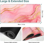 Pink and Gold Stripes Gaming Mouse Pad 31.5"x11.8"Desk Mat Anti-Slip Rubber Base & Durable Stitched Edges for Gamers Smooth Mouse Writing Surface for Desk Office/Home