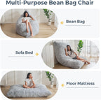 MAXYOYO 3 in 1 Bean Bag Chair, Giant Bean Bag Sofa Bed, Floor Couch with High-Density Foam Filling, Bean Bag Chair for Adult