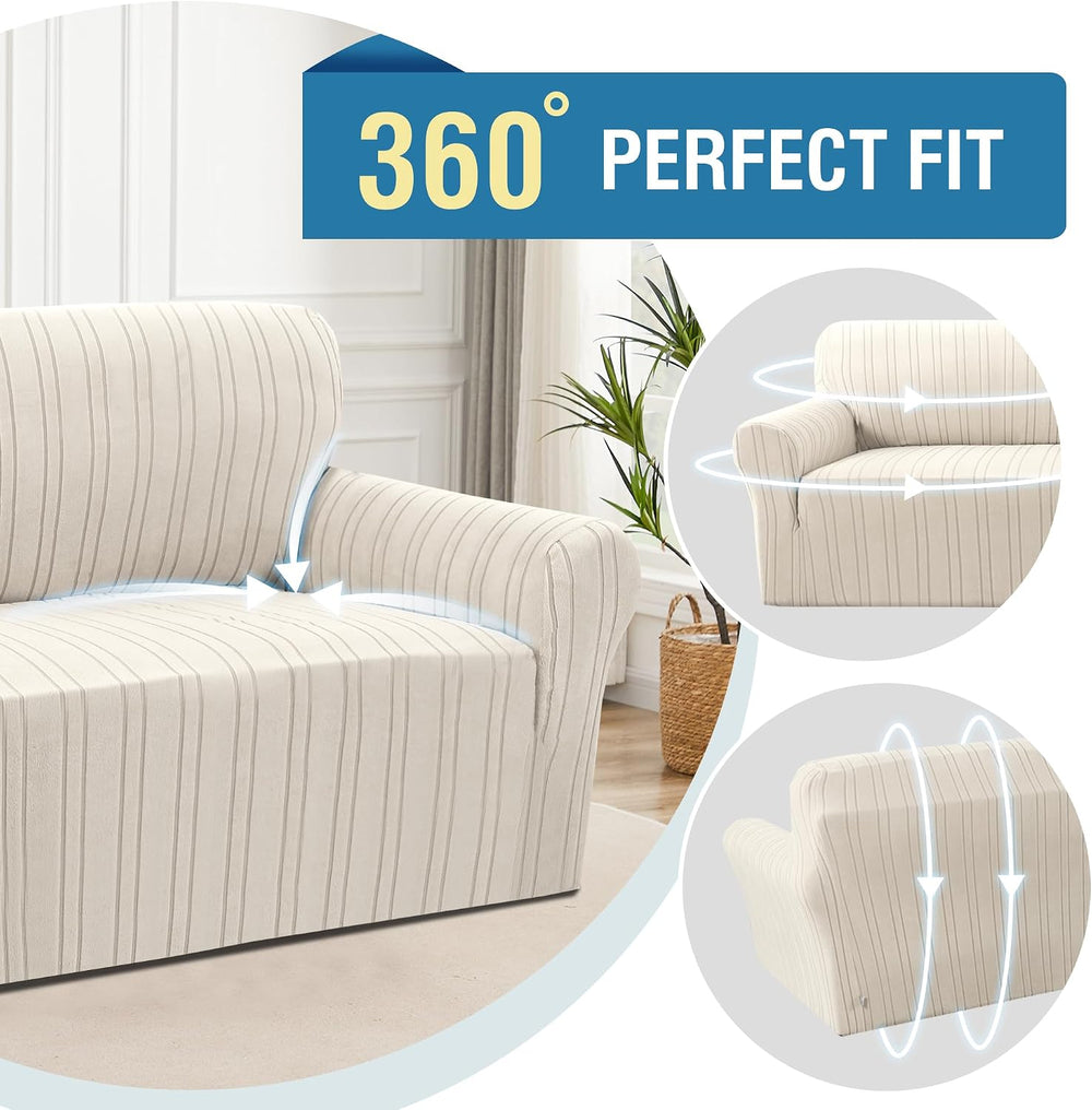 H.VERSAILTEX High Stretch Loveseat Covers 1-Piece Couch Cover Non Slip Sofa C...