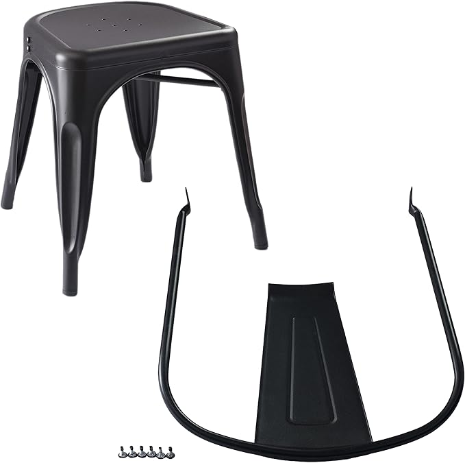 Amazon Basics Metal Dining Chairs, Easy to Assemble, Indoor/Outdoor, Stackable, Matte Black, 4-Pack