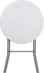 Flash Furniture Elon 32' Round Folding Bar Height Table for Parties and Commercial Events, Indoor/Outdoor Plastic Tall Round Table, White