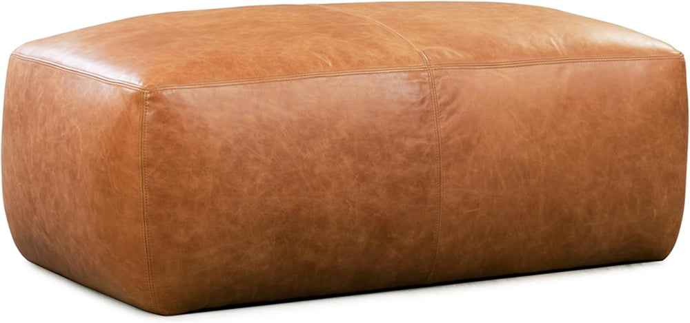 POLY & BARK Denver Ottoman – 43" Large Pouf with Feather-Down Topper...