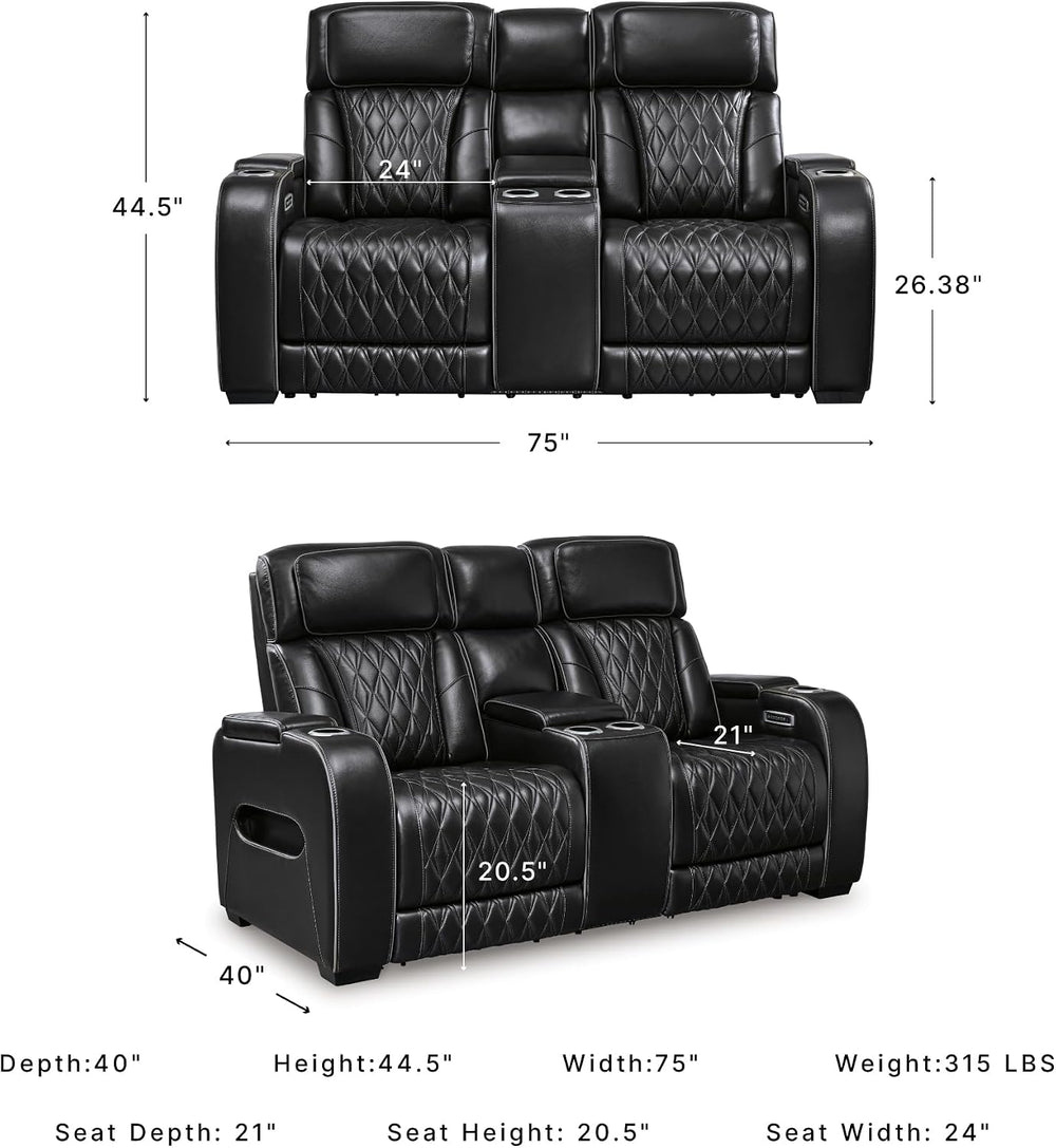 Signature Design by Ashley Boyington Power Reclining Loveseat with Console | ...