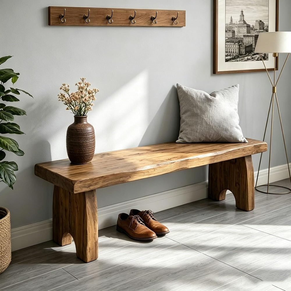 Entryway Bench, Solid Wood Bench, Wooden Shoe Bench for Entryway, Farmhouse E...