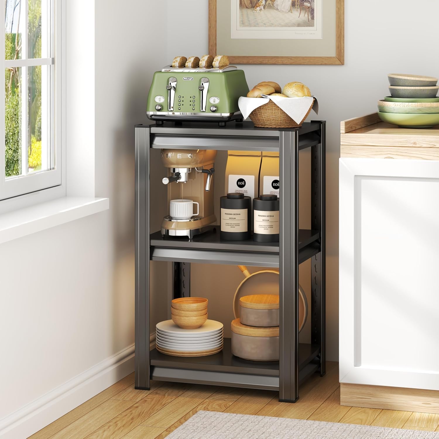 Garage Storage Shelves,5 Tier Shelving Unit, 40 inch Wide, 18” Deep, 78” Tall Organizer Metal Shelf for Basement/Laundry/Pantry Heavy Duty, Adjustable,Easy to Install (3Tier-27.6"W X12"DX32"H)