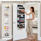 1 Pack Over The Door Organizer, Hanging Storage Organizer with Clear Window, 40lb Ultra Sturdy Large Capacity Room Organizer for Pantry Laundry Bathroom Nursery Closet (Black)